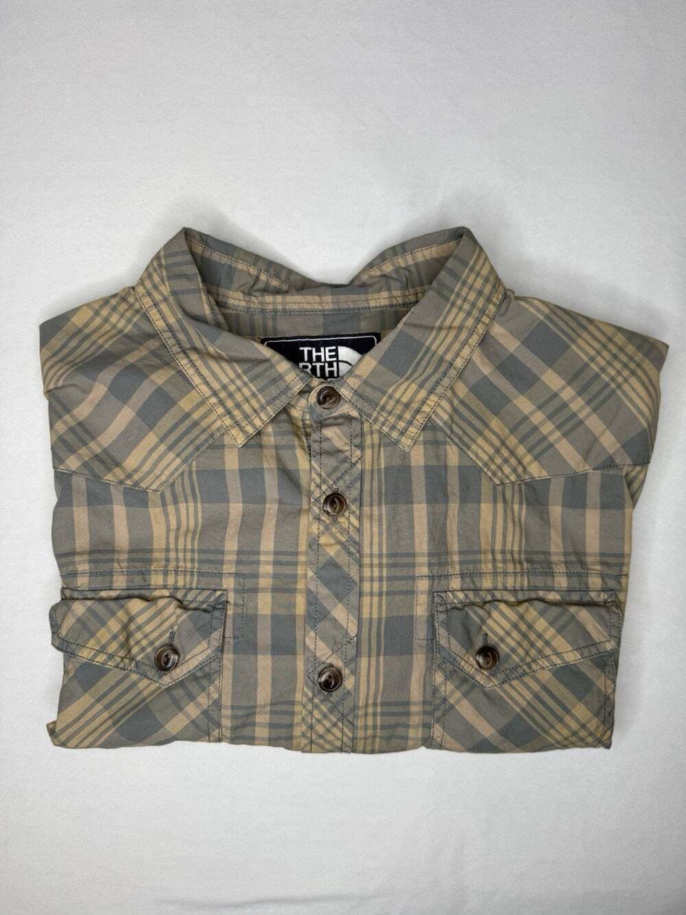 The North Face Green Shirt Button Down Short Sleeves Cotton Size XL